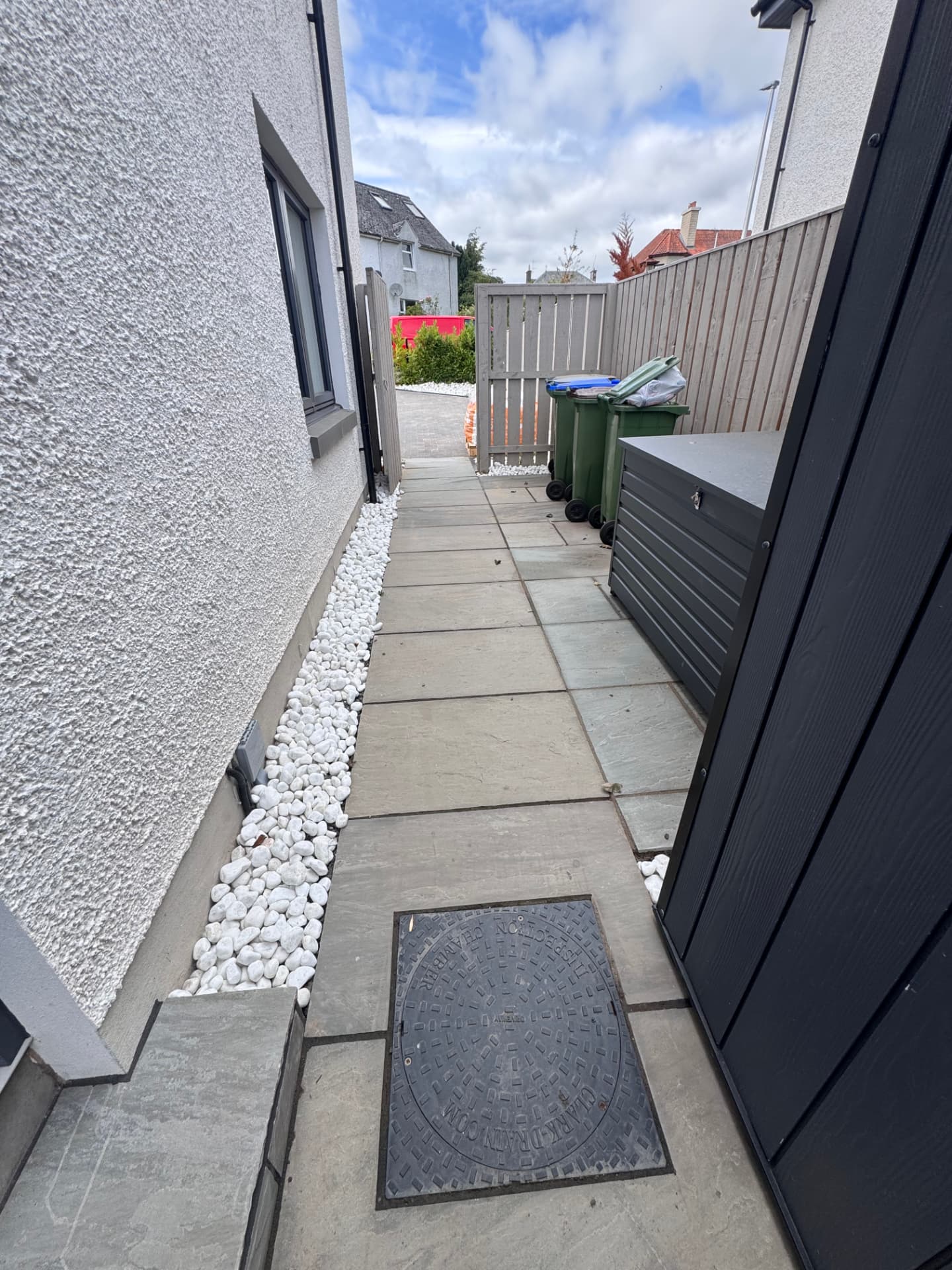 Garden patio before pressure washing