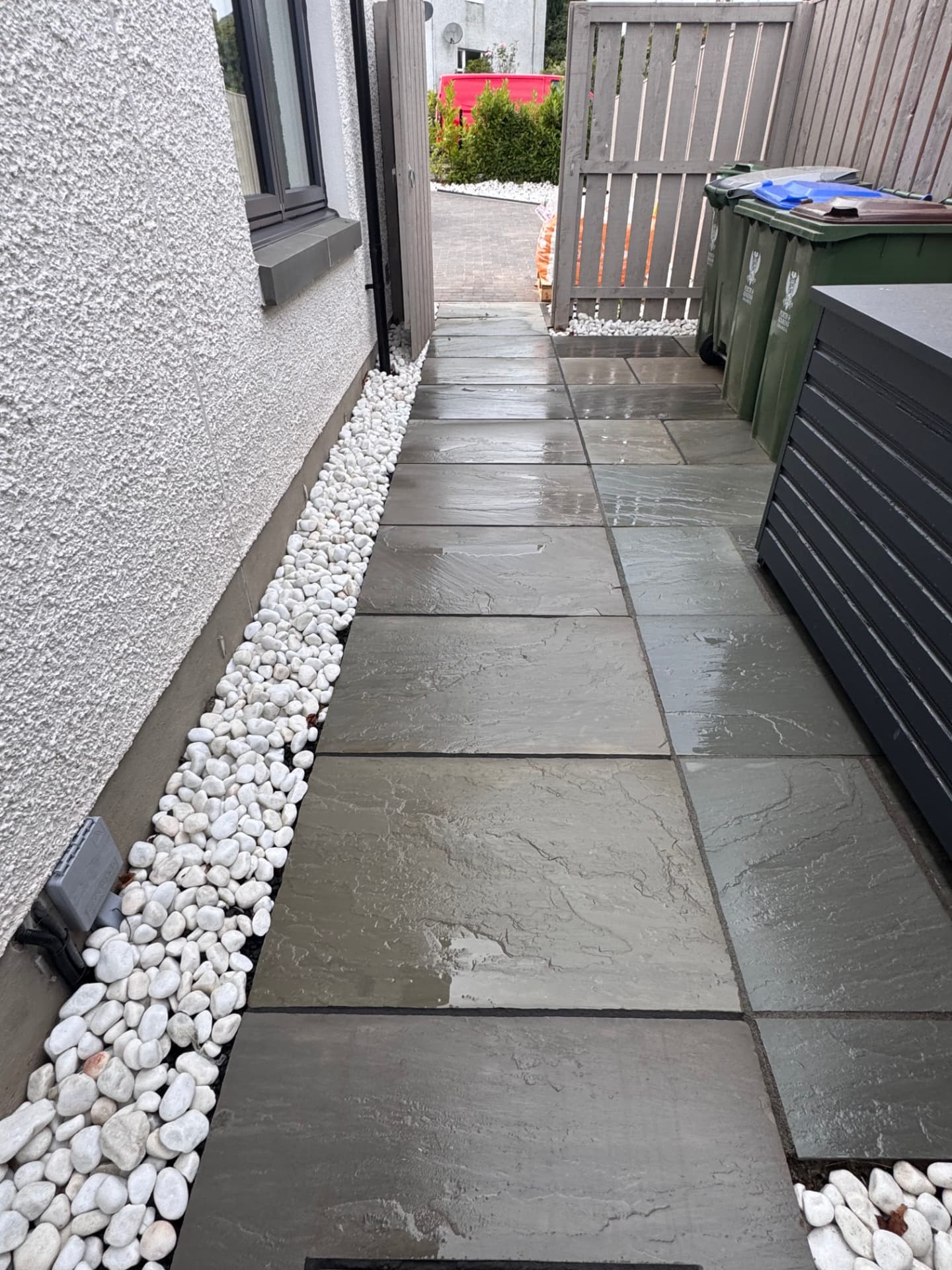 Garden patio after pressure washing